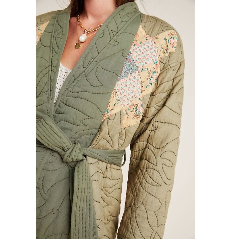 anthropologie moss quilted patchwork kimono - Picture 4 of 6